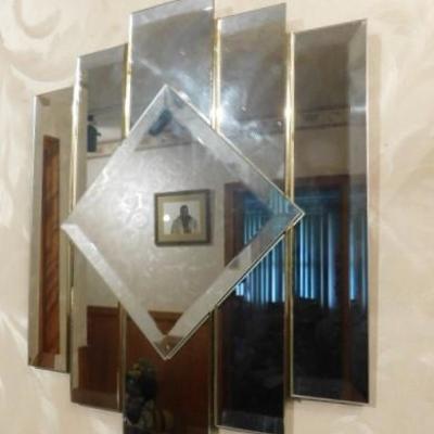 Set of Two Vintage Art Deco Glass Wall Mirrors 14:x12