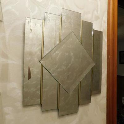 Set of Two Vintage Art Deco Glass Wall Mirrors 14:x12