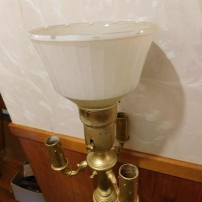 Vintage Brass Floor Lamp with Candelabra Lights and Base Base Glass Globe Light 63