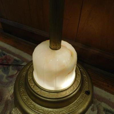 Vintage Brass Floor Lamp with Candelabra Lights and Base Base Glass Globe Light 63