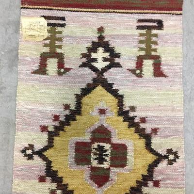 Vintage Indian 20â€ x 40â€ Hand Woven Tapestry Rug