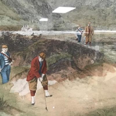 Professionally Golf Print Of 1894 painting â€œA Difficult Bunkerâ€