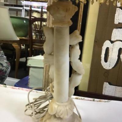 Alabaster Carved Lamp with Shade