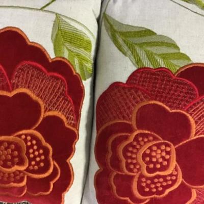 Set of Two (2) Pillows Embroidered and AppliquÃ©d