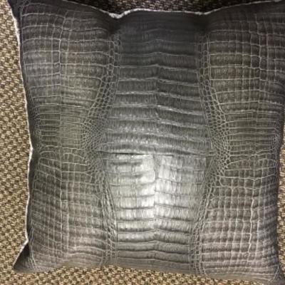 Faux Grey Skin Pillow with Tweed Back