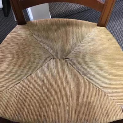 Two Wood and Rush woven Seat Barstools