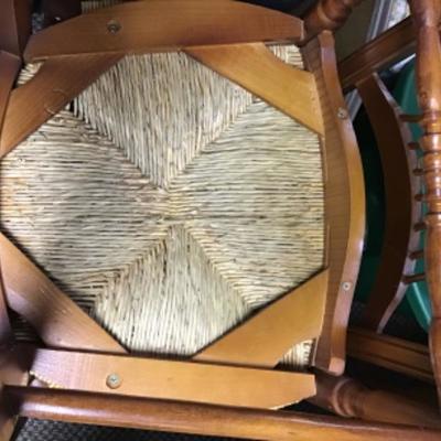 Two Wood and Rush woven Seat Barstools
