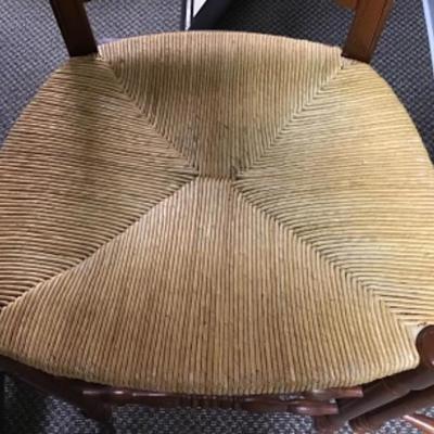 Two Wood and Rush woven Seat Barstools