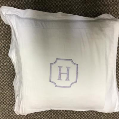 Oversized Decorative Pillow. Large H embroidered on Case