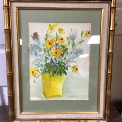 Original Watercolor Flowers in Vase 