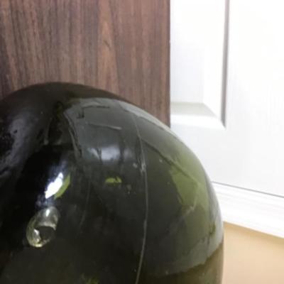 Large Green Glass Bottle - Signed