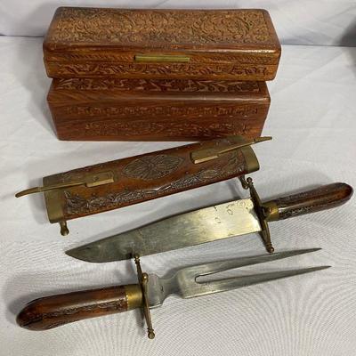 Lot 46 - Wooden Carving Set and More