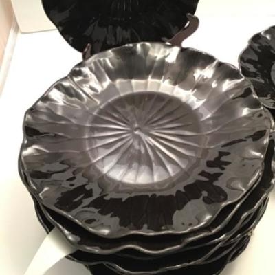 24 Black ceramic Dinner And Salad Plates