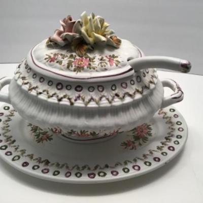 Vintage Soup Tureen, Saucer and Ladle