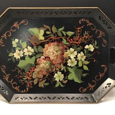 Tole Painted Metal Tray-Vintage
