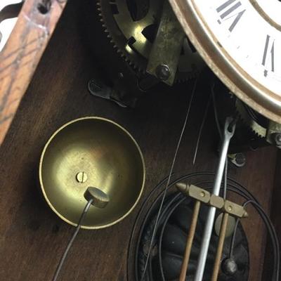 Antique Oak c.1880 Gingerbread Clock Working!