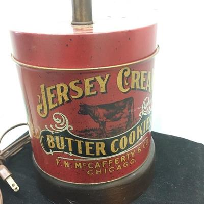 Vintage JERSEY CREAM Advertising Tin converted to a Table Lamp 