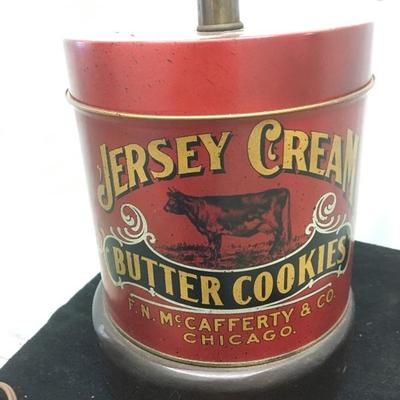 Vintage JERSEY CREAM Advertising Tin converted to a Table Lamp 