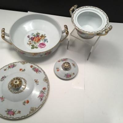 2 Pieces Noritake China Dresita Veg Bowl with Lid & Sugar Bowl With Lid