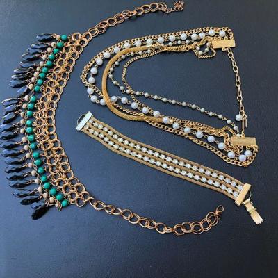 Lot of Gold Tone Fashion Necklaces and Bracelet