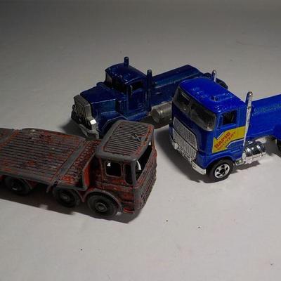 3- Semi's of hot wheels and match box 1980's.