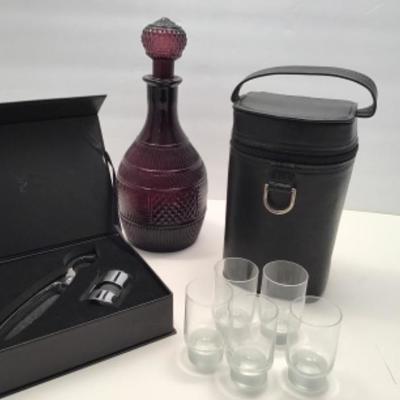 Lot-Glass Flasks, Carafe, 5 Shotglasses, Champagne Opener