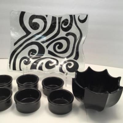 Black Glass Lot - 8 Pieces