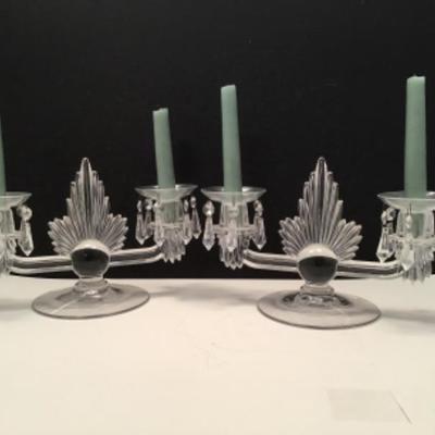 Vintage Candelabras crystal Glass with Prisms
