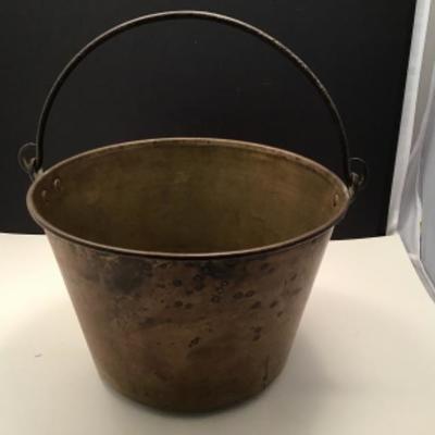 Copper and brass metal bucket