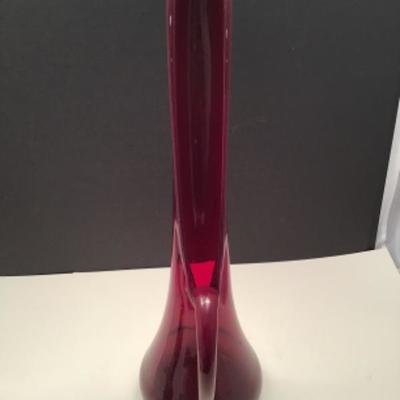 Vintage Large Red Blown Glass mid century modern Pitcher/vase