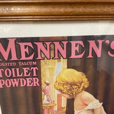 Framed Vintage Mennen's Toilet Powder Advertisement Picture