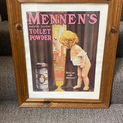 Framed Vintage Mennen's Toilet Powder Advertisement Picture