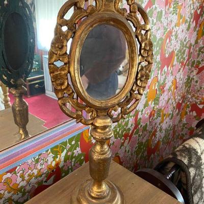Mexican Hand Carved Gilded Table Mirror