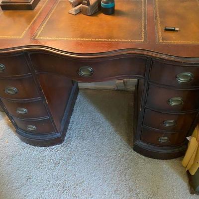 Vintage Desk with Leather Inlay