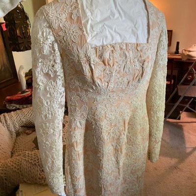 Vintage Mainline Designer Frank Agostino Cocktail Dress with French Lace