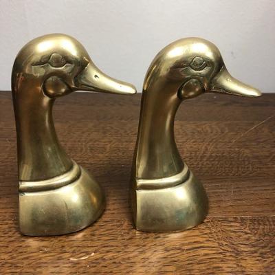 Pair of Brass Duck Head Bookends