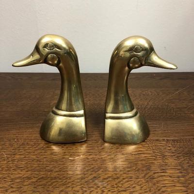 Pair of Brass Duck Head Bookends