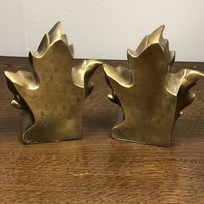 Brass Maple Leaf Bookends