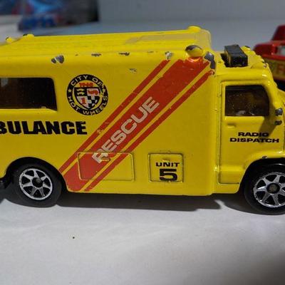 Ambulance and fire truck.