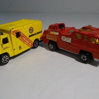 Ambulance and fire truck.
