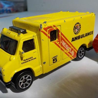 Ambulance and fire truck.