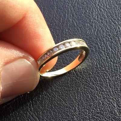 14k Gold Ring with 13 Diamond Band