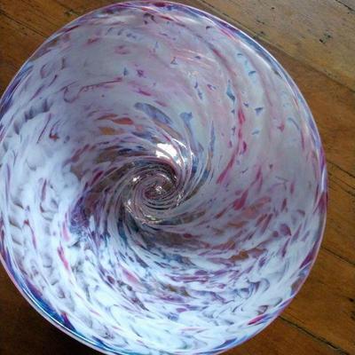 Art Glass Pink Lavender and White Swirl