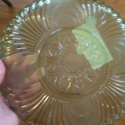 Antique Green Pressed Glass Plate