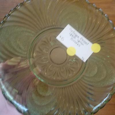 Antique Green Pressed Glass Plate