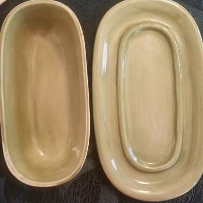 Potttery Barn Sauselito Tan Butter Dish with Lid