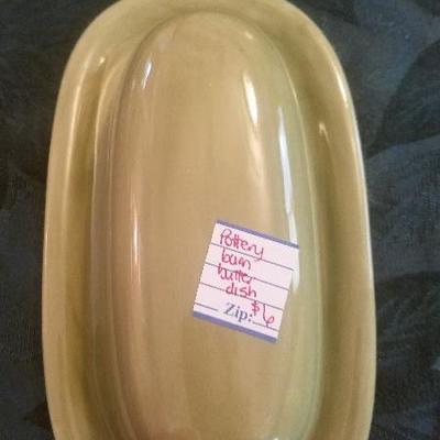 Potttery Barn Sauselito Tan Butter Dish with Lid