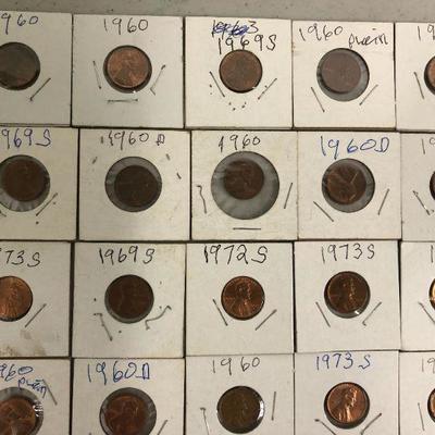 35 Carded US Cents 1960s -1973