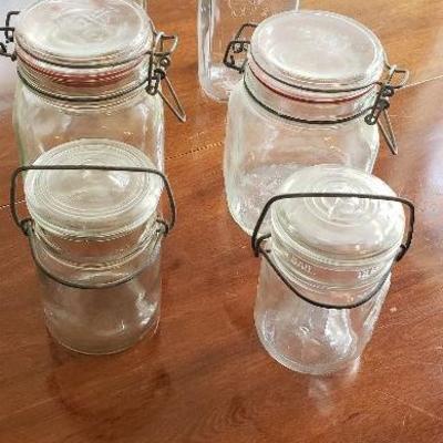 6 Vintage Glass Preserve Jars