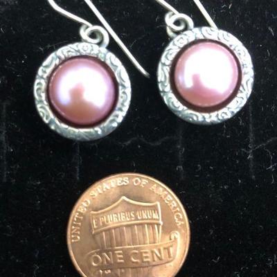 Didae Israel Sterling Silver Authentic PInk Pearl Earrings
